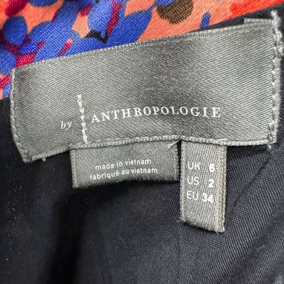 Anthropologie Floral Boho Ruffle Mini Dress Butterfly Sleeves Black Sz 2 - Picture 10 of 13